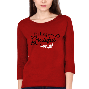 Feeling-Grateful_Women-Red-Tshirt