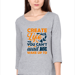 Create The Life_Womens_Grey-Melange_Tshirt