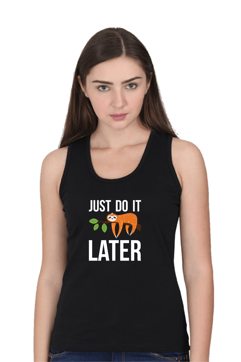 Just-Do-It-Later_Women-Black-Tank-Top