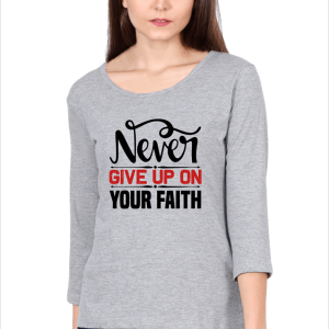 Never Give Up_Womens_Grey-Melange-Tshirt