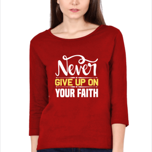 Never Give Up_Womens_Red-Tshirt