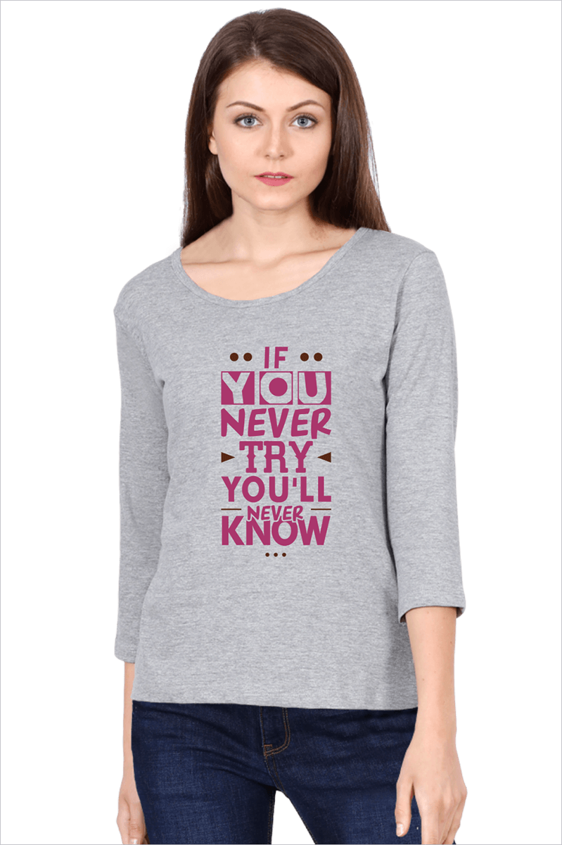 You-Never-Try_Women-Grey-Melange-Tshirt