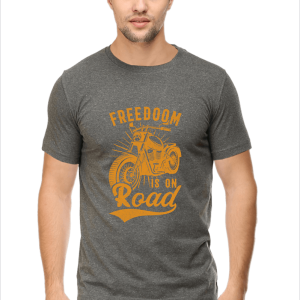 Freedom-is-on-Road_Charcoal-Melange_Tshirt