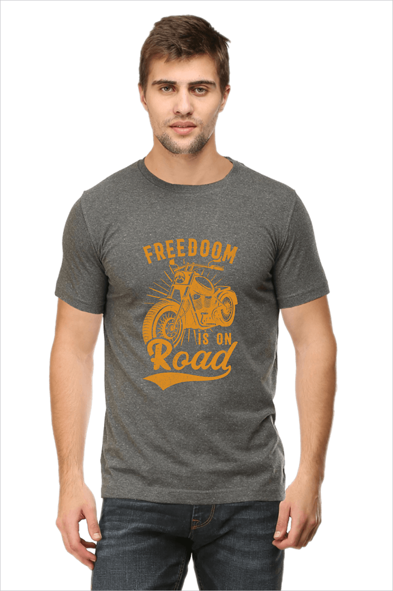 Freedom-is-on-Road_Charcoal-Melange_Tshirt