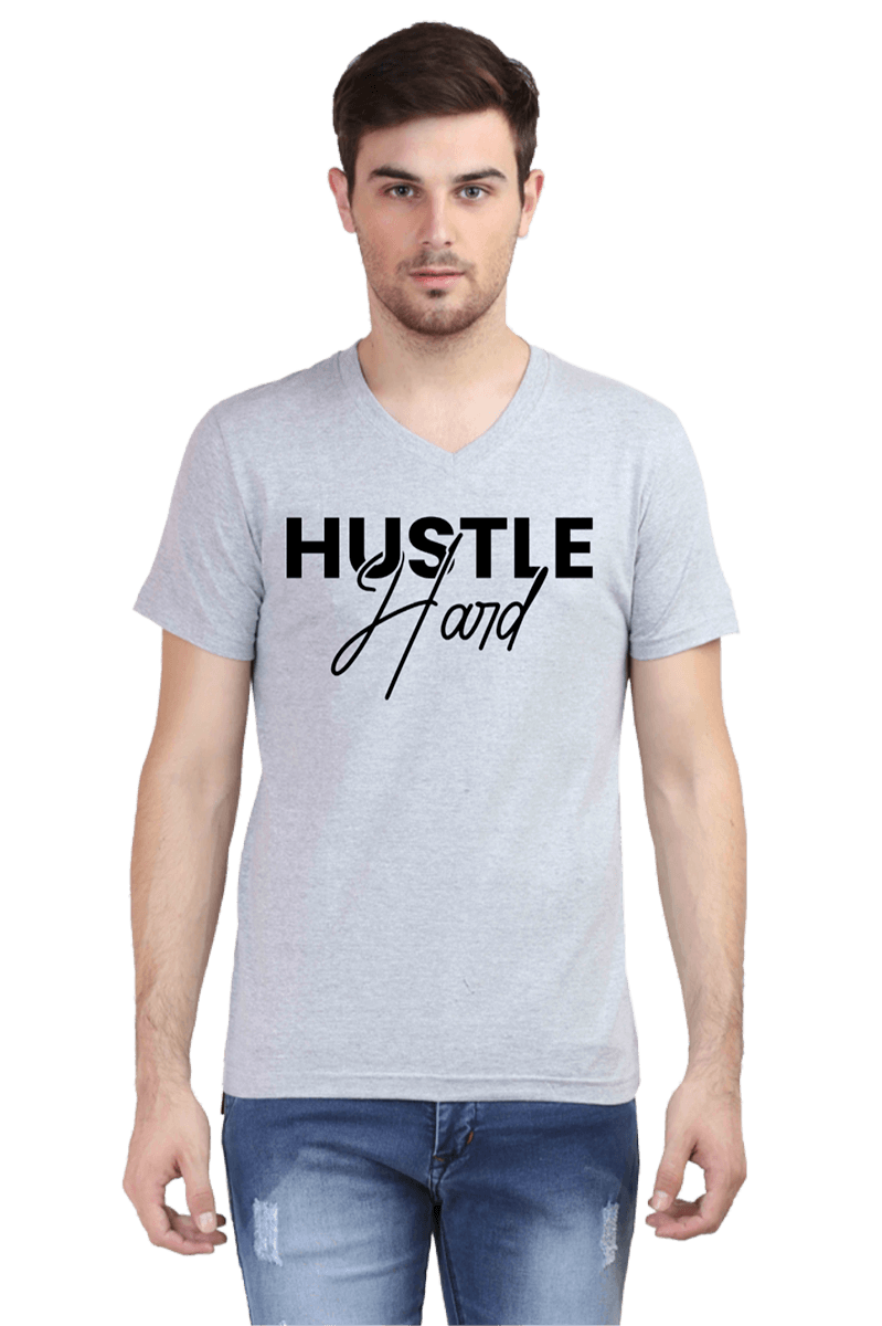 Hustle Hard_Grey-Melange_Tshirt
